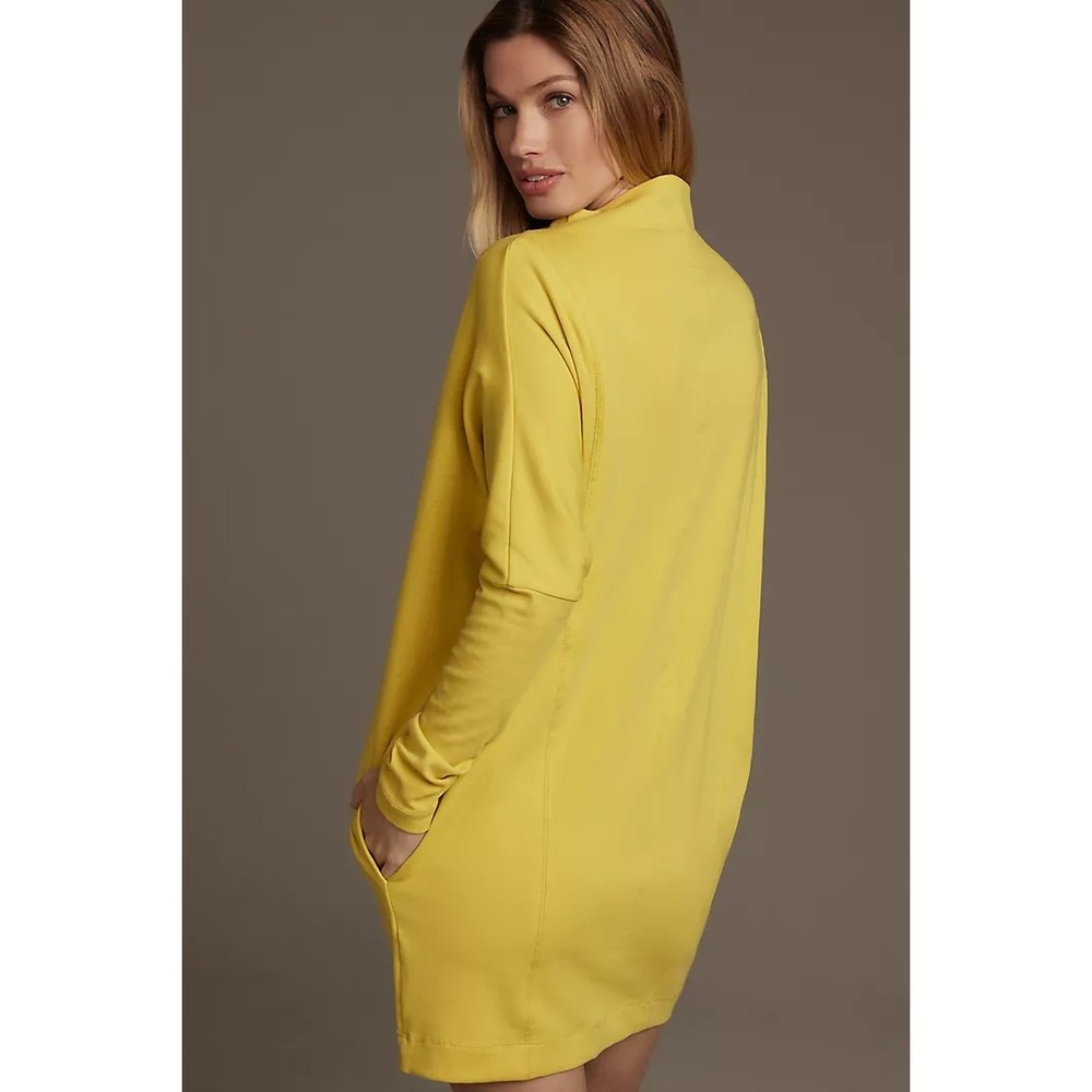 Daily Practice Anthropologie Yellow Funnel Neck Tunic Sweatshirt Dress Pockets M
